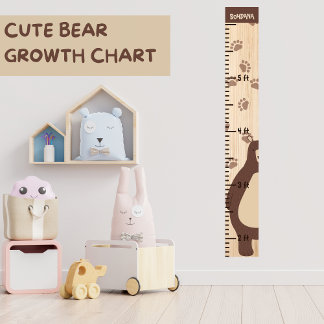 Houten Groei Hoogte Grafiek Liniaal Beer Teddy Poster