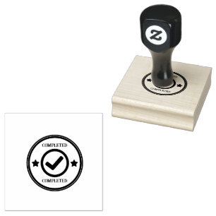 Houten handvat Voltooid Tekst Rode Taak Markering Rubberstempel