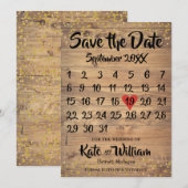 Houten Hart Kalender Bewaar de Datum Liefde Save The Date (Voorkant / Achterkant)