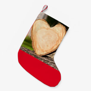 Houten hart kleine kerstsok