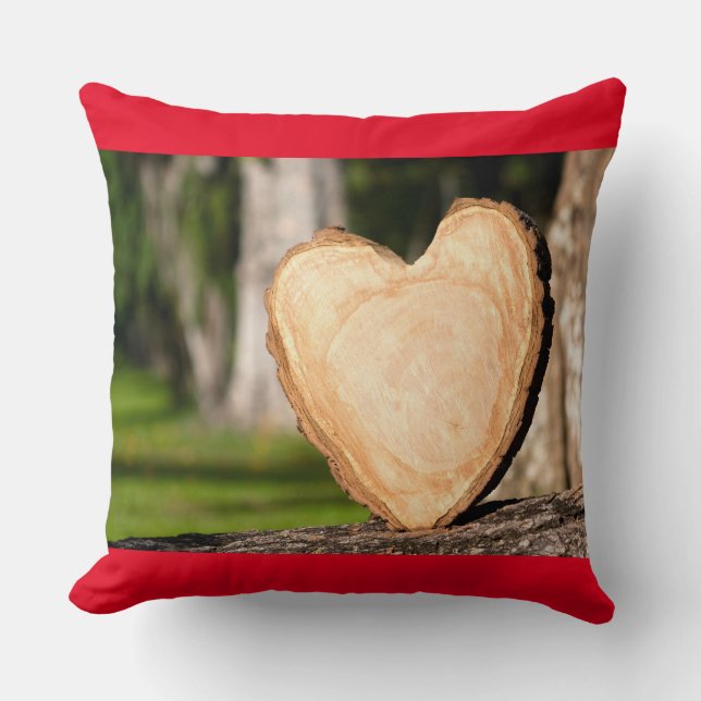 houten hart kussen (Voorkant)