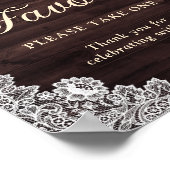 Houten Hartjes Roze Roze Bloemige Trouwgunst Poster (Hoek)