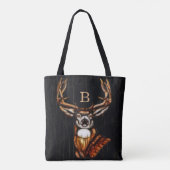 Houten Heren Rustiek Land Uniek Monogram Tote Bag (Achterkant)