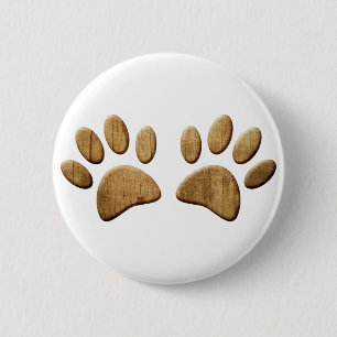Houten Hond Pootafdruk Huisdier Ronde Button 5,7 Cm