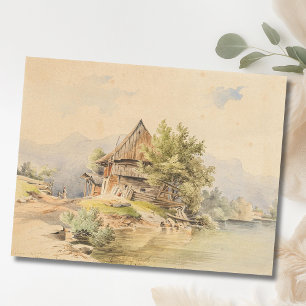 Houten huis aan het meer – Carl Lafite Briefkaart