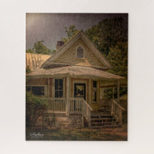 houten huis met veranda op een zonnige dag