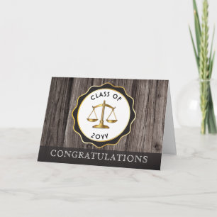 Houten Jurist Afstuderen Felicitaties Kaart