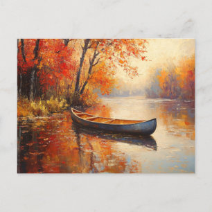 Houten Kano Placid River Herfst Briefkaart