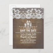 Houten kant en metselaar potten rustiek Save the D Aankondigingskaart (Voorkant / Achterkant)