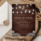 Houten Kant String Lichten Foto QR Code Huwelijk Save The Date