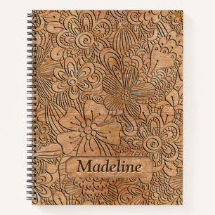 Houten karretjes Floral Pattern, gepersonaliseerd Notitieboek