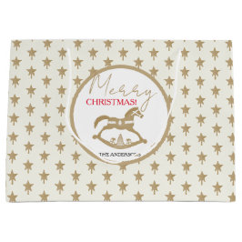 Houten Kerst Rocking Horse Groot Cadeauzakje