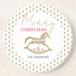 Houten Kerst Rocking Horse Zandsteen Onderzetter