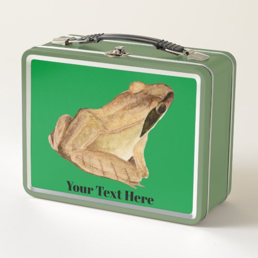 Houten kikker metalen lunchbox (Voorkant)