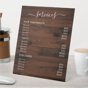 Houten Kleursalon Diensten Prijslijst Reclamebord Met Voetstuk