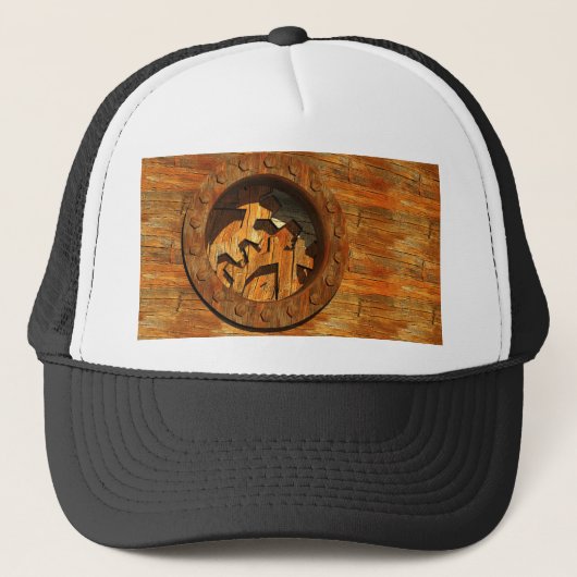 houten klok trucker pet (Voorkant)