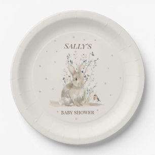 Houten Konijn Baby Shower Papieren Borden Bordje