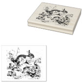 Houten Konijnenfamilie Stempel (Gestempeld)