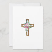Houten Kruis Bloemen Eerste Communie Uitnodiging (Achterkant)