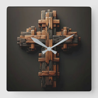 houten kruiswandklok vierkante klok