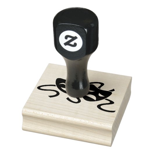 Houten kunststempels/theatermasker 	rubberstempel (Stempel)