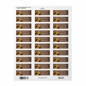Houten landelijke zonnebloem rood adreslabel etiket (Full Sheet)