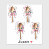 houten lepel sticker (Vel)