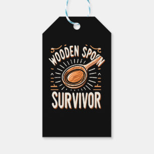 Houten lepel Survivor Cadeaulabel