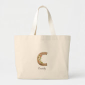 Houten letter C bloemmonogram pensionering Canvas Grote Tote Bag (Voorkant)