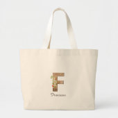 Houten letter F bloemmonogram pensionering Canvas Grote Tote Bag (Voorkant)