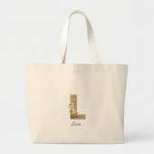 Houten letter L bloem monogram pensioen Canvas tas (Voorkant)