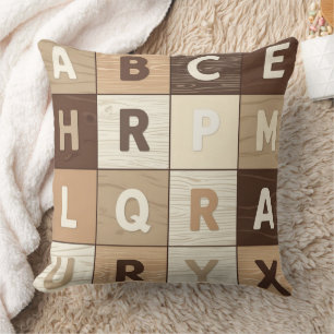 Houten Letter Raster Kussen