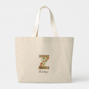 Houten letter Z bloem monogram pensionering boodsc Grote Tote Bag