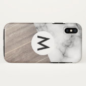 houten marmer met monogram Case-Mate iPhone case (Achterkant (horizontaal))