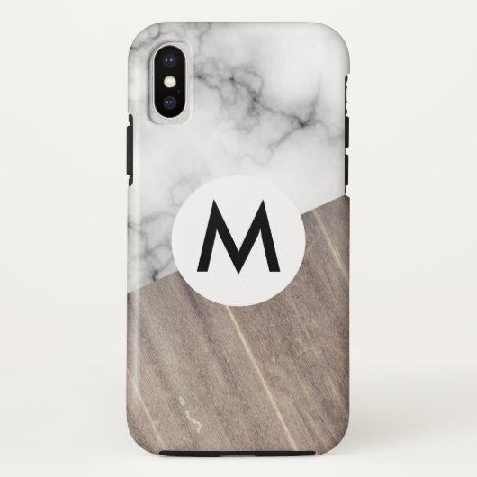 houten marmer met monogram Case-Mate iPhone case (Achterkant)