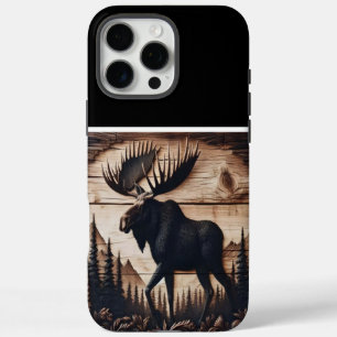 Houten Moose Artwork iPhone 16 Pro Max Hoesje