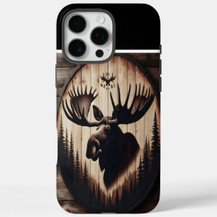 Houten Moose Head Artwork iPhone 16 Pro Max Hoesje