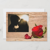 Houten Muur & Rode Roos Dank u kaart (Achterkant)