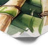 Houten omheiningspad te midden van bamboe poster (Hoek)