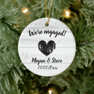 Houten ouderwetse hart verlovings Kerstmis Keramisch Ornament