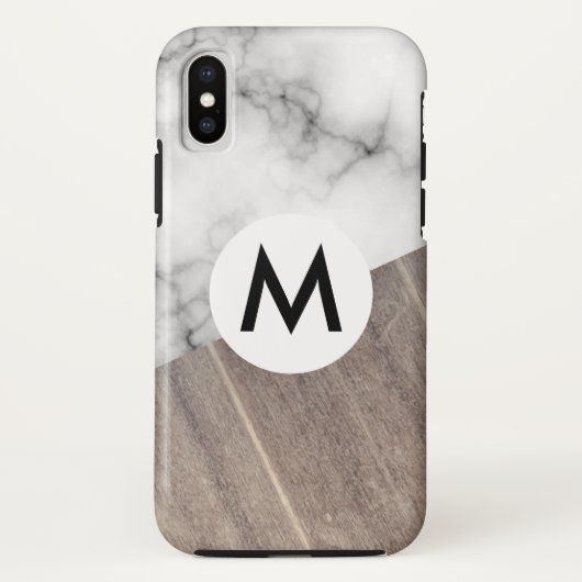 Houten Paneel Marmer met Monogram Case-Mate iPhone Case (Achterkant)