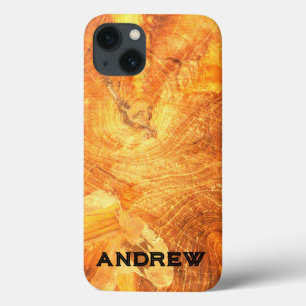 Houten Patroon Gouden Naam iPhone Case