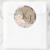 Houten Pioen Kant Rustiek Monogram Bruiloft Label (Tas)