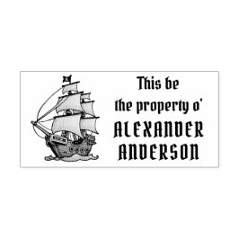 Houten piratenschip Personaliseer kunststempel Rubberstempel