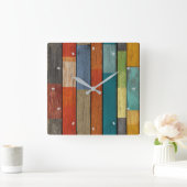 Houten Planken Wandklok Vierkante Klok (Huis)