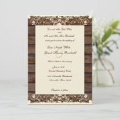 Houten planten Cream Shabby Lace Wedding Invitatio Kaart (Staand voorkant)