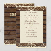 Houten planten Cream Shabby Lace Wedding Invitatio Kaart (Voorkant / Achterkant)