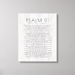 Houten Psalm 91 Teken Over Mijn Familie Christelij Canvas Afdruk