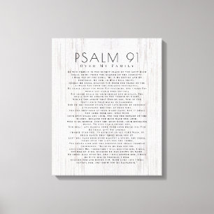 Houten Psalm 91 Teken Over Mijn Familie Christelij Canvas Afdruk