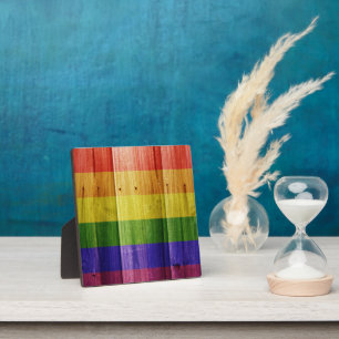 Houten regenboog pride vlag fotoplaat